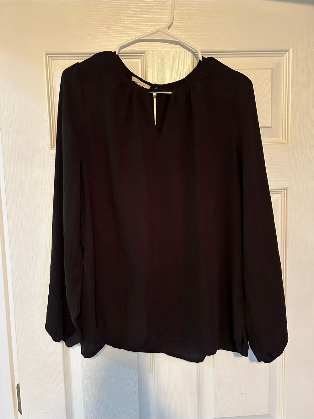 Maurices Black Long-Sleeve Keyhole Blouse
